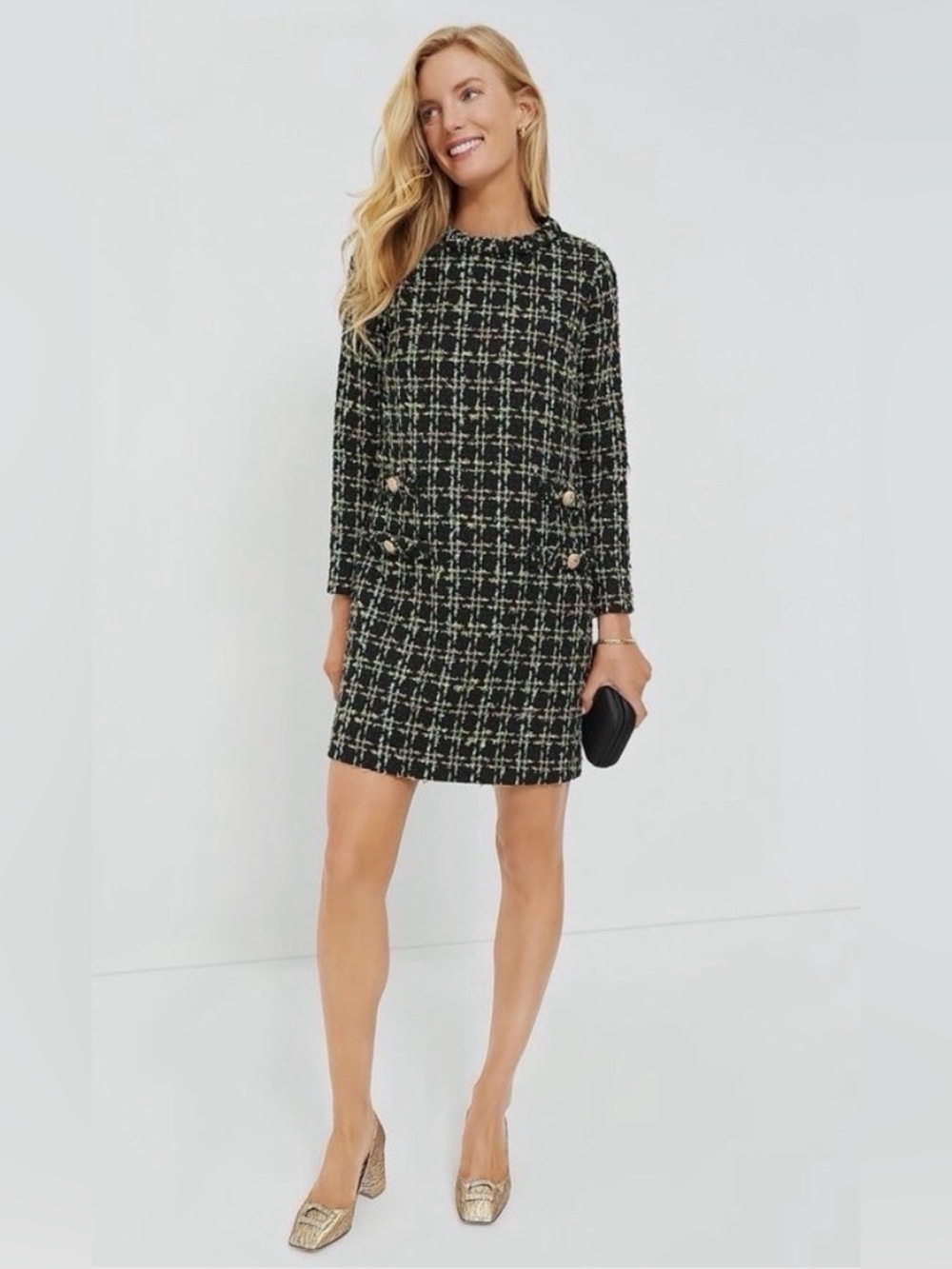 Tuckernuck Holly Tinsel Tweed Long Sleeve Jackie Dress
